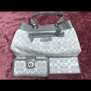 Grey Coach purse, wallet and check book holder.